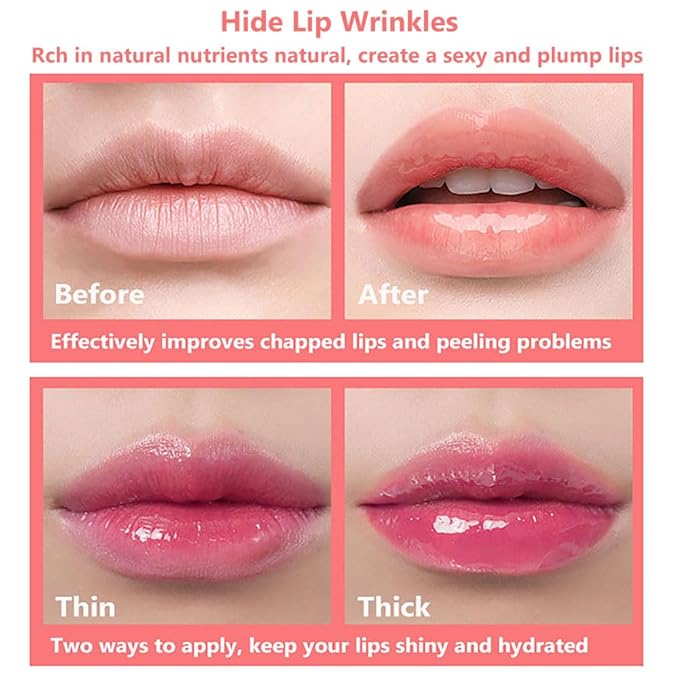 Plumping Lip Oil, Moisturizing Lip Glow Oil, Long Lasting Nourishing Lip Gloss Lip Balm, Non-sticky Transparent Toot Lip Oil Tinted for Lip Care and Dry Lip - Coral