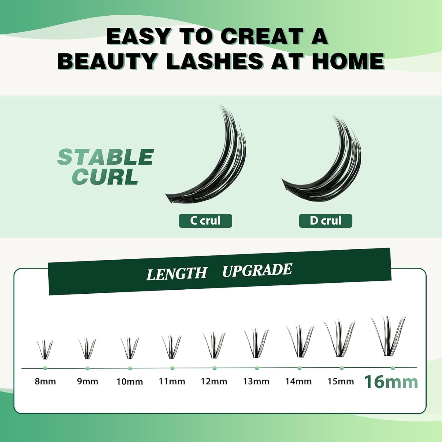 Lash Clusters 300pcs Individual Lashes 40D 0.07D Curl 14mm DIY Eyelash Extension KEYYOU Large Tray Volume Soft&Natural Eyelash Clusters(40D-0.07D,14）