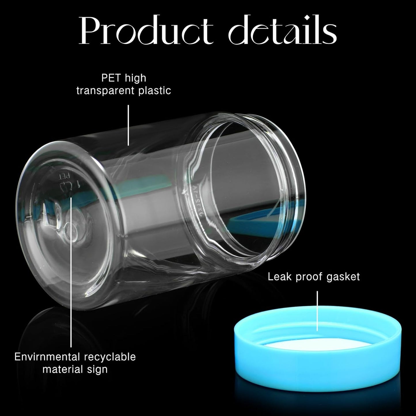 Patelai 4 Pieces Round Wide-mouth Leak Proof Plastic Container Jars with Lids for Travel Storage Makeup Beauty Products Face Creams Oils Salves Ointments DIY Making(4 Ounce,Blue)