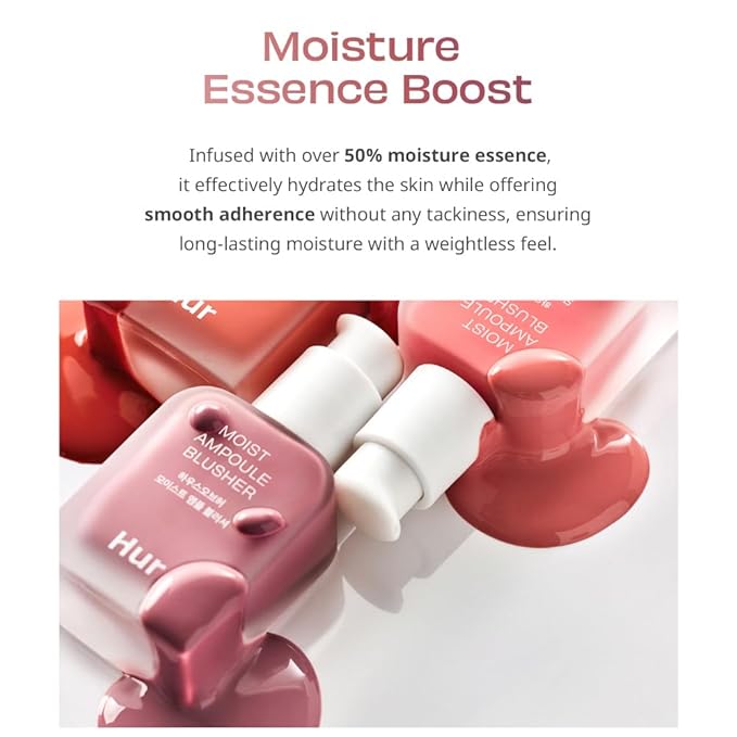 Moist Ampoule Blusher, Buildable Water-based Formula, Infused with over 50% moisture essence, no tackiness, long-lasting moisture, weightless feel (03 Rose Brown, 20ml)