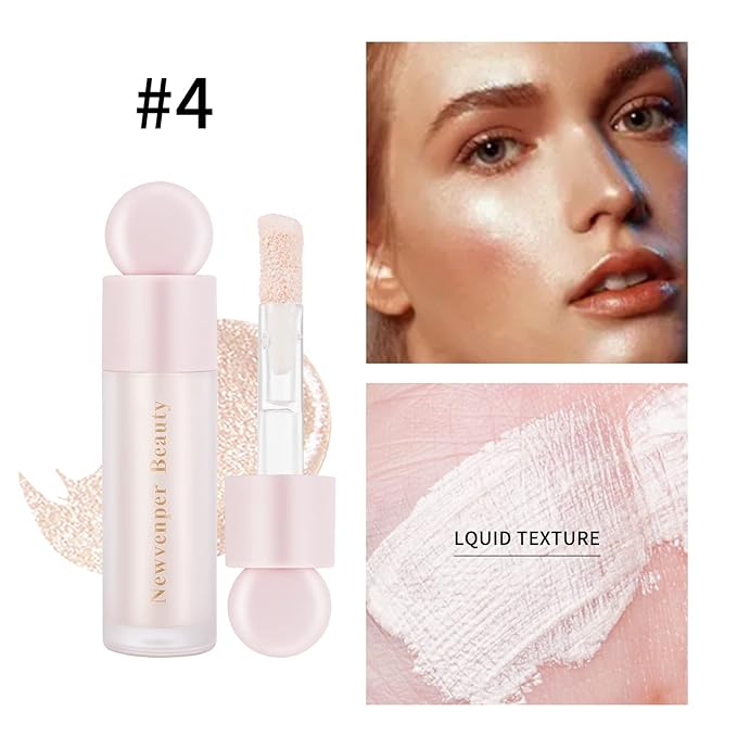 Liquid Highlighter, Liquid Blush with Face Brush Long Lasting Smooth Lightweight Smudge Proof Blush+ Highlighter