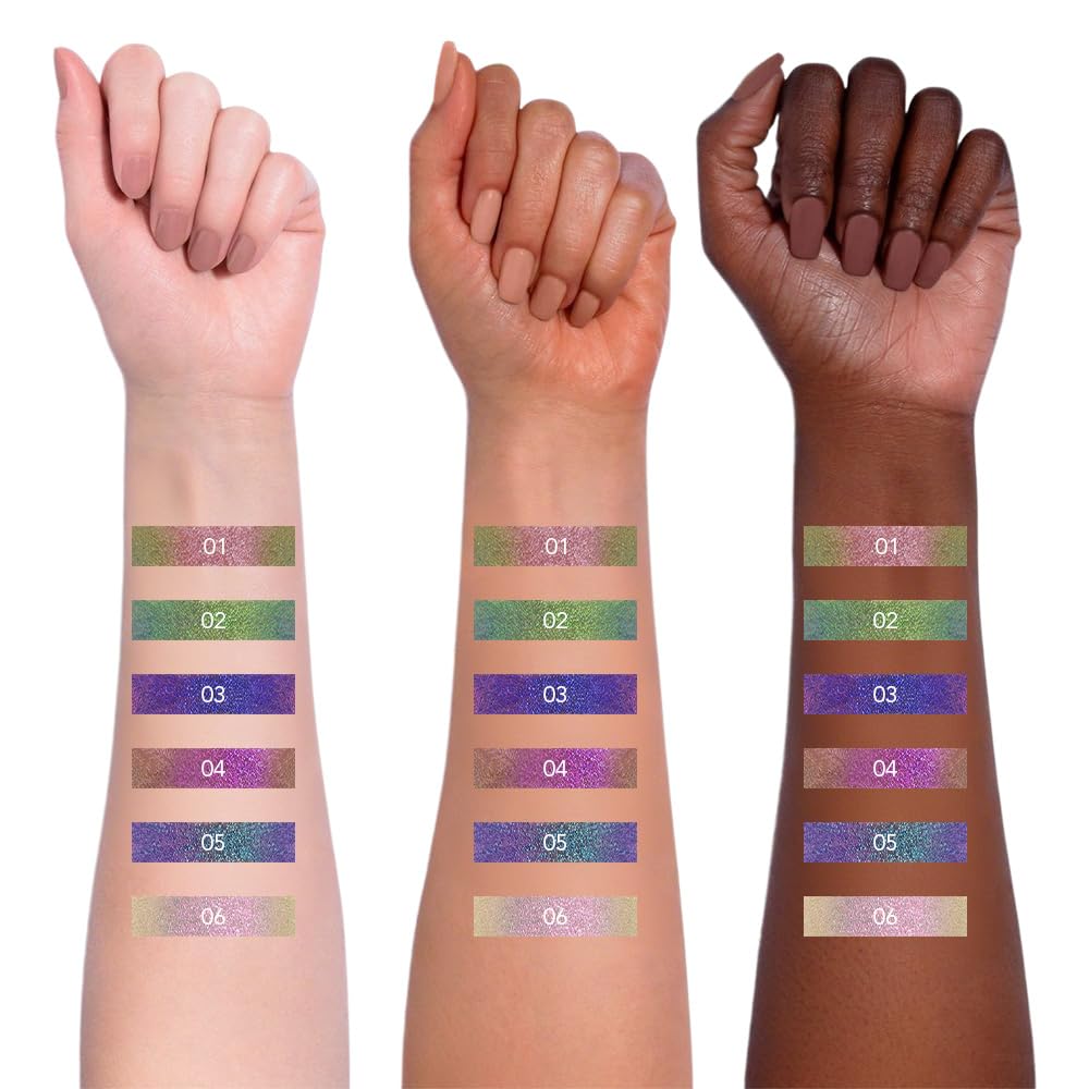 evpct Chameleon Duo Chrome Liquid Eyeliner, Rose Bronzer Flare Glitter Metallic Shimmer Liquid Eyeliner, Multichrome Color Shift, Long Lasting Waterproof Eye Liner Eyeshadow Pencil Face Glitter Makeup