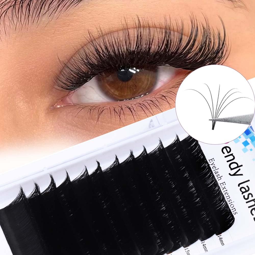 Easy Fan Volume for Lash Artists: Wendy, Handmade Fans for Eyelash Extensions, Self Fanning, Blooming, C-KH, Black, CC-0.05-14-20