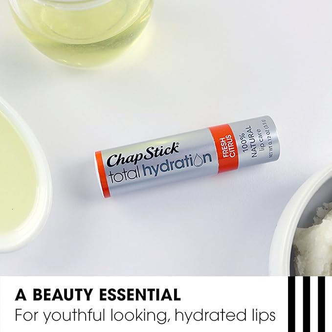 ChapStick Total Hydration (Fresh Citrus Flavor, 0.12 Ounce) Flavored Lip Balm Tube, Natural Age Defying Lip Care, Clinically Proven