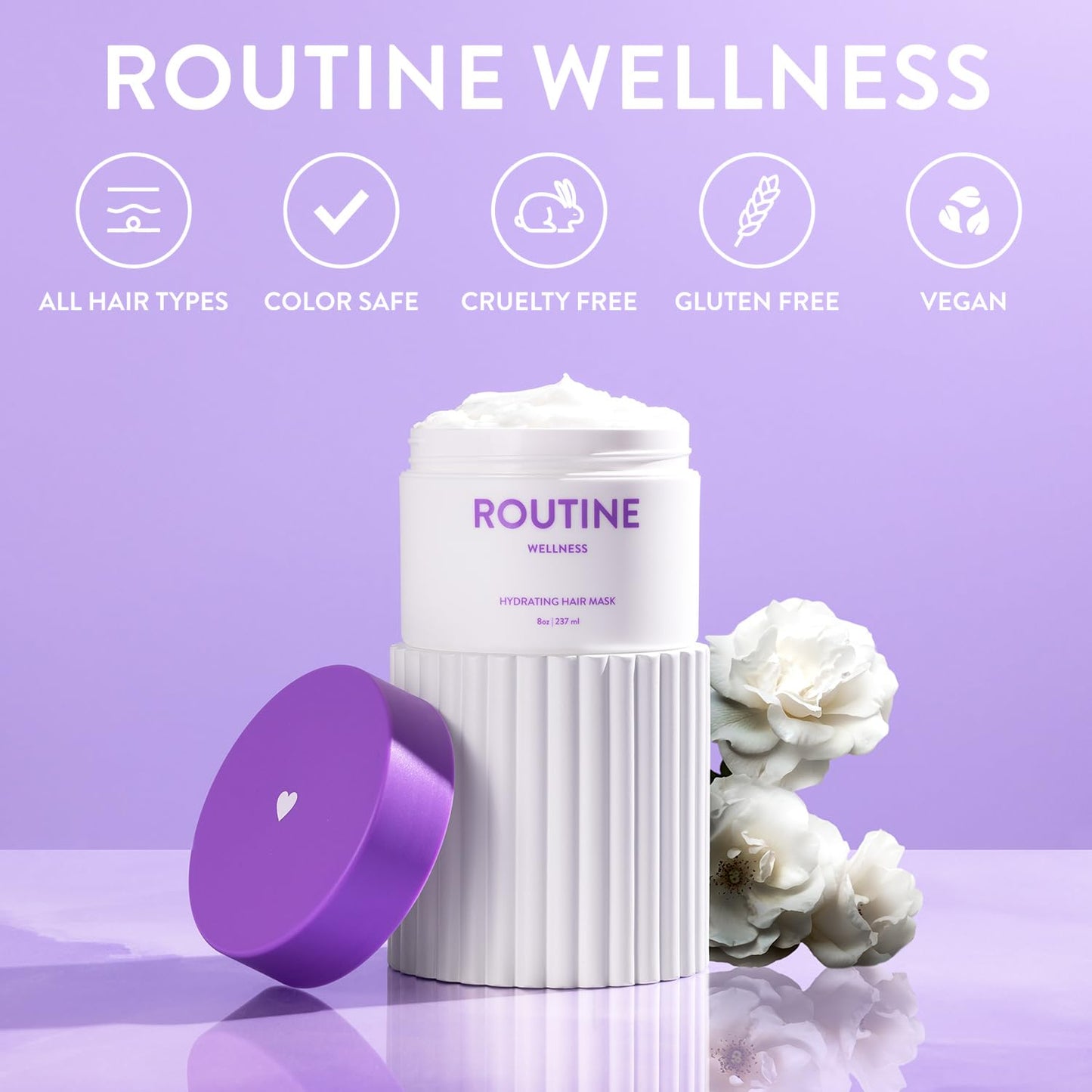 Routine Wellness Deep Conditioning Hair Mask for Dry Damaged Hair - Hydrating, Moisturizing Repair Treatment - Promotes Volume - Gardenia 8oz