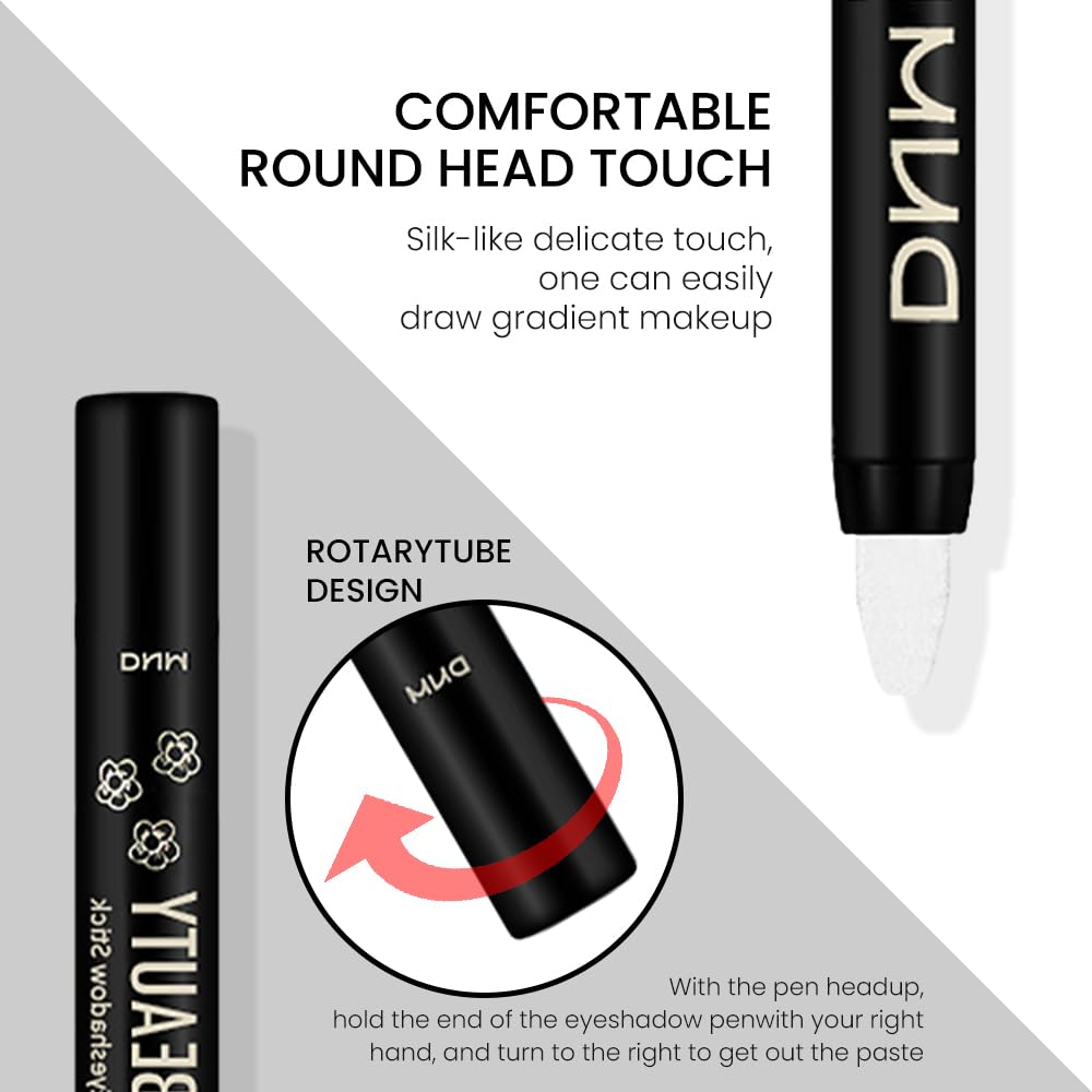 evpct Pearl White Shimmer Cream Eye Shadow Brightener Sticks Set for Eyes, White Shimmery Matte Pencil Eye shadow Applicator Stick Pen Palette Makeup Waterproof sombras en crema para ojos 01#