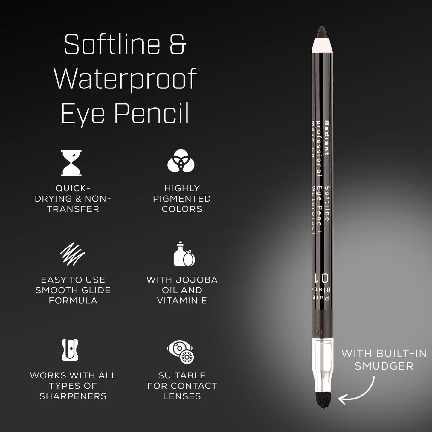 Radiant Professional Waterproof Eyeliner Pencil - Eyeliner Waterproof Smudge Proof for Woman - Long Lasting Under Eye Pencil for Smoky Eye - Soft Waterline Eye liner Smudger Tool, Chocolate (03)
