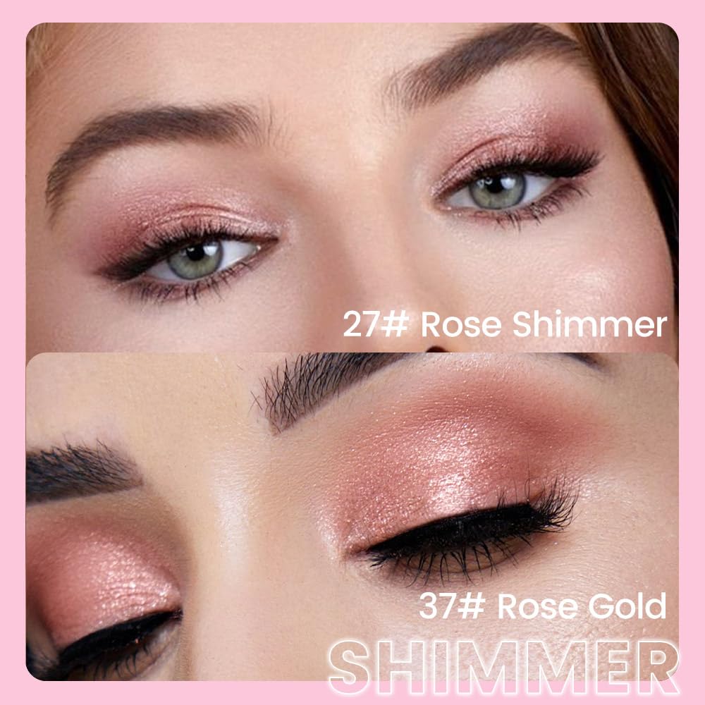 evpct 2Pcs Cream Eye Shadow Brightener Sticks Set for Eyes Waterproof, Rose & Rose Gold Shimmer Cream Eyeshadow Applicator Stick Long Lasting Pigmented Eye Makeup sombras en crema para ojos 27+37