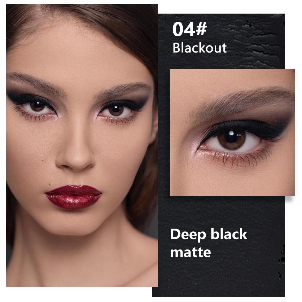Matte Single Eye Shadow Palette Makeup, Deep Dark Black Monochrome Eyeshadow For Old Women, Mini Single Pressed Pigmented Waterproof Sombras Para Ojos, Vegan, Talc, Paraben&Cruelty Free, 04
