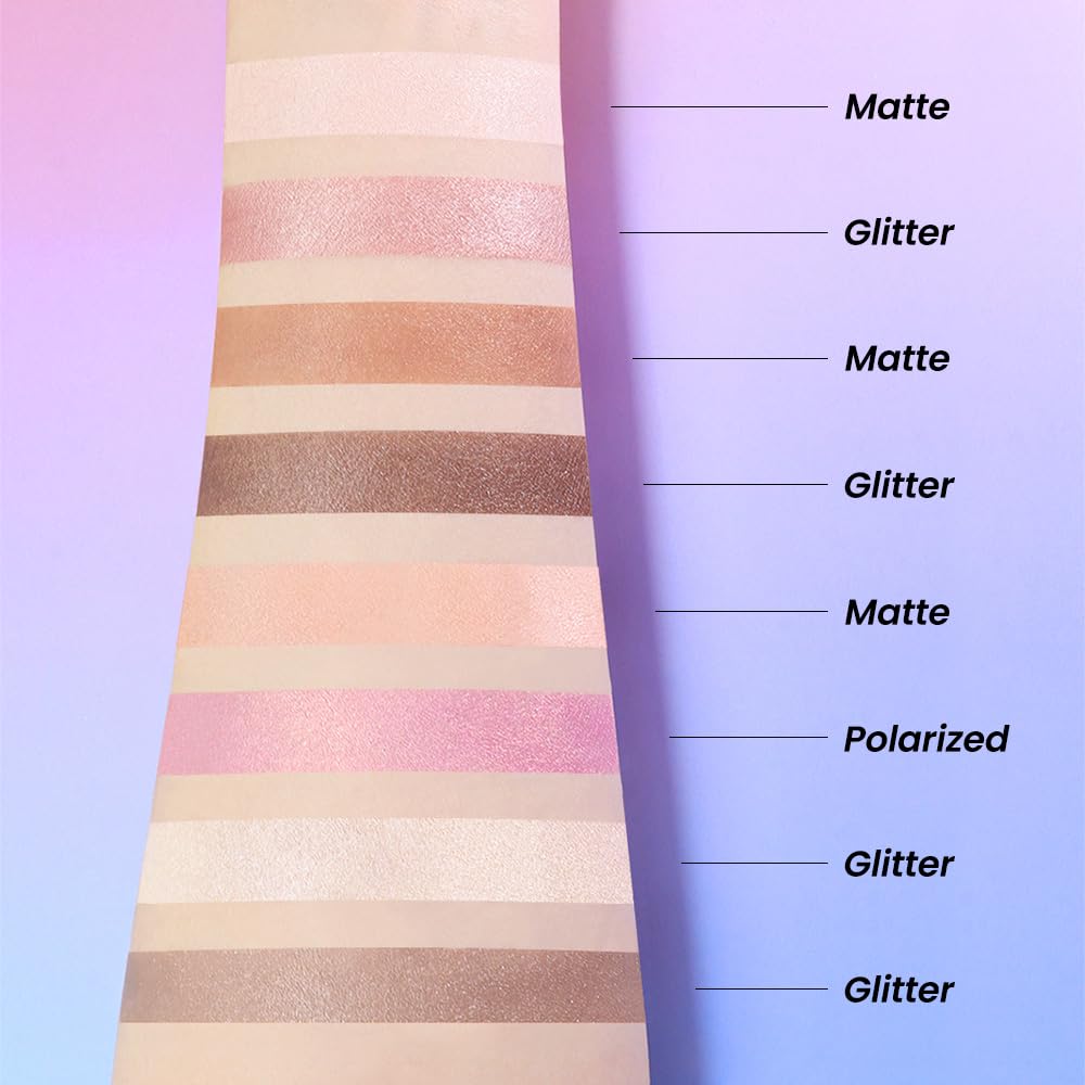 Kaely 8 Colors Cream Eyeshadow Contour Highlighter Palette Makeup, Nude Rose Pink Chocolate Coffee Beige Brown Matte Shimmer Glitter Highly Pigmented Eye Shadow Palette for Older Women Waterproof