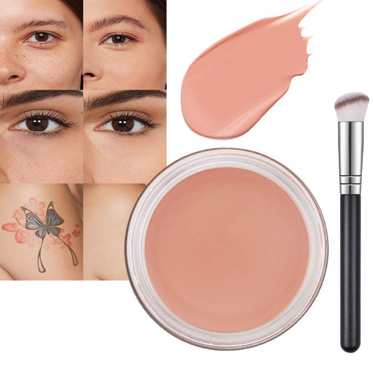 Pot Concealer with Makeup Brush Set,Tattoo Color Correcting Concealer,Full Face Color Correcting Conceal Foundation,Under Eye Concealer Brightener Dark Eye Ring corrector de ojeras (06-TAN)