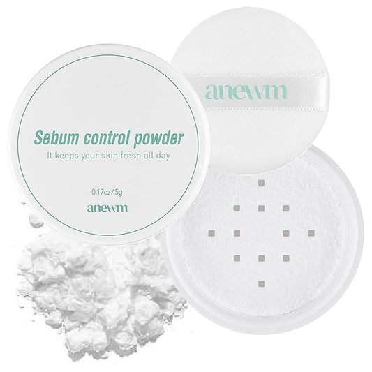 SAAT INSIGHT Anewm Sebum Control Drying Powder 5g - Oil Control Powder for Long-Lasting Clean Skin, Sebum Control Blotting Powder to Provide Transparent Makeup Finish, and Blur Fine Lines & Pores