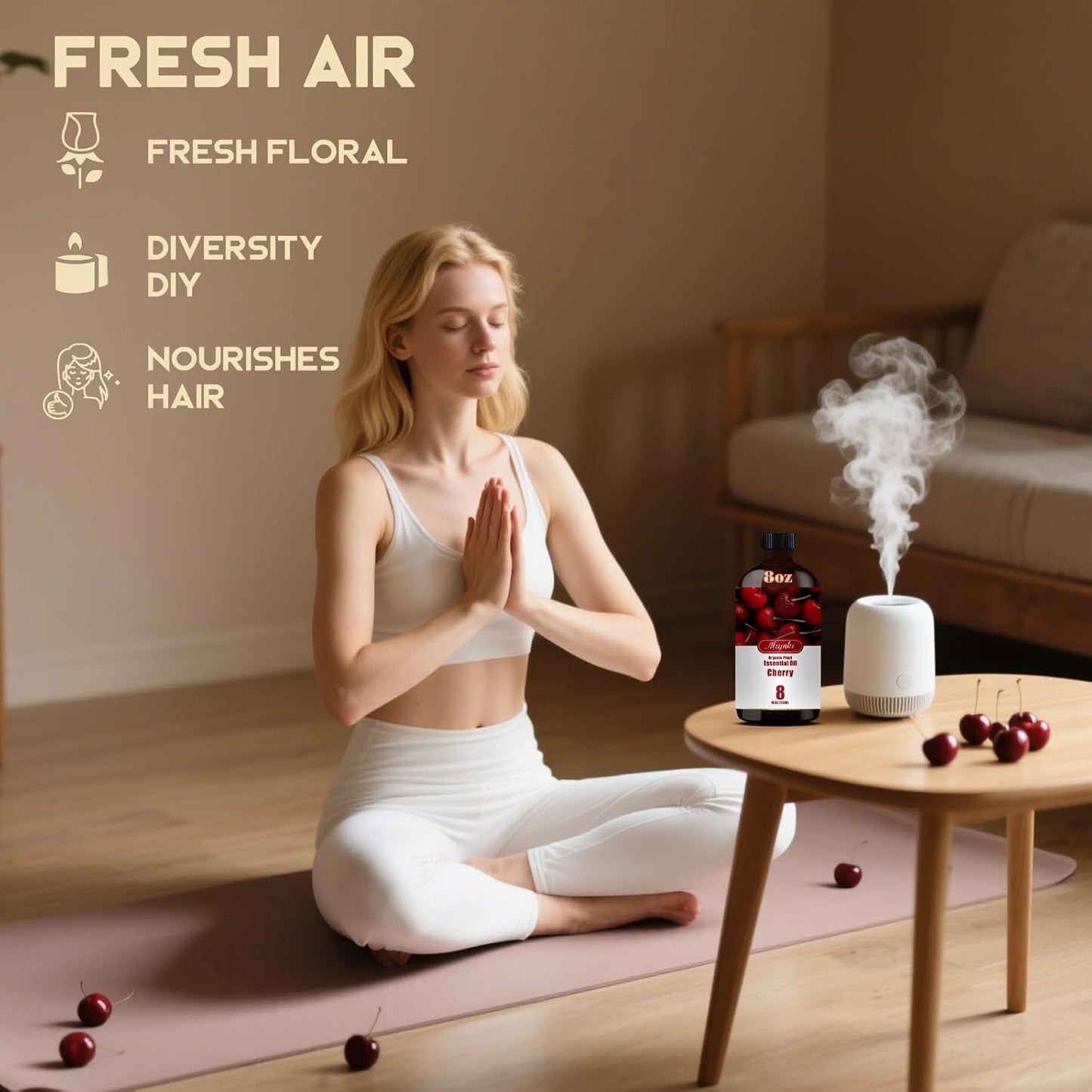 Cherry Fragrance Oil-Cherry Essential Oil 8.33oz (250ml)-100% Pure Natural Scent for Diffusers, Candles, Soap Making & Aromatherapy-Relaxing Home & Gift Essential Oil for Bath, Massage