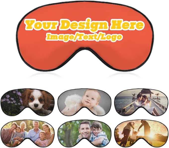 Custom Eye Mask Design Your Own Personalized Eye Shade Add Your Image Text Logo Light and Easy to Carry Effective Shadin Adjustable, Tomato, 8.1"x4.1"