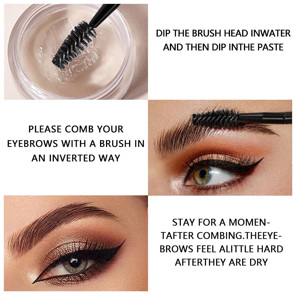 Brow Kit, Eyebrow Pomade,Eye Brow Contour Palette with Double-ended Eyebrow Brush, Full Defined Natural Brows, Long-Lasting Waterproof,01