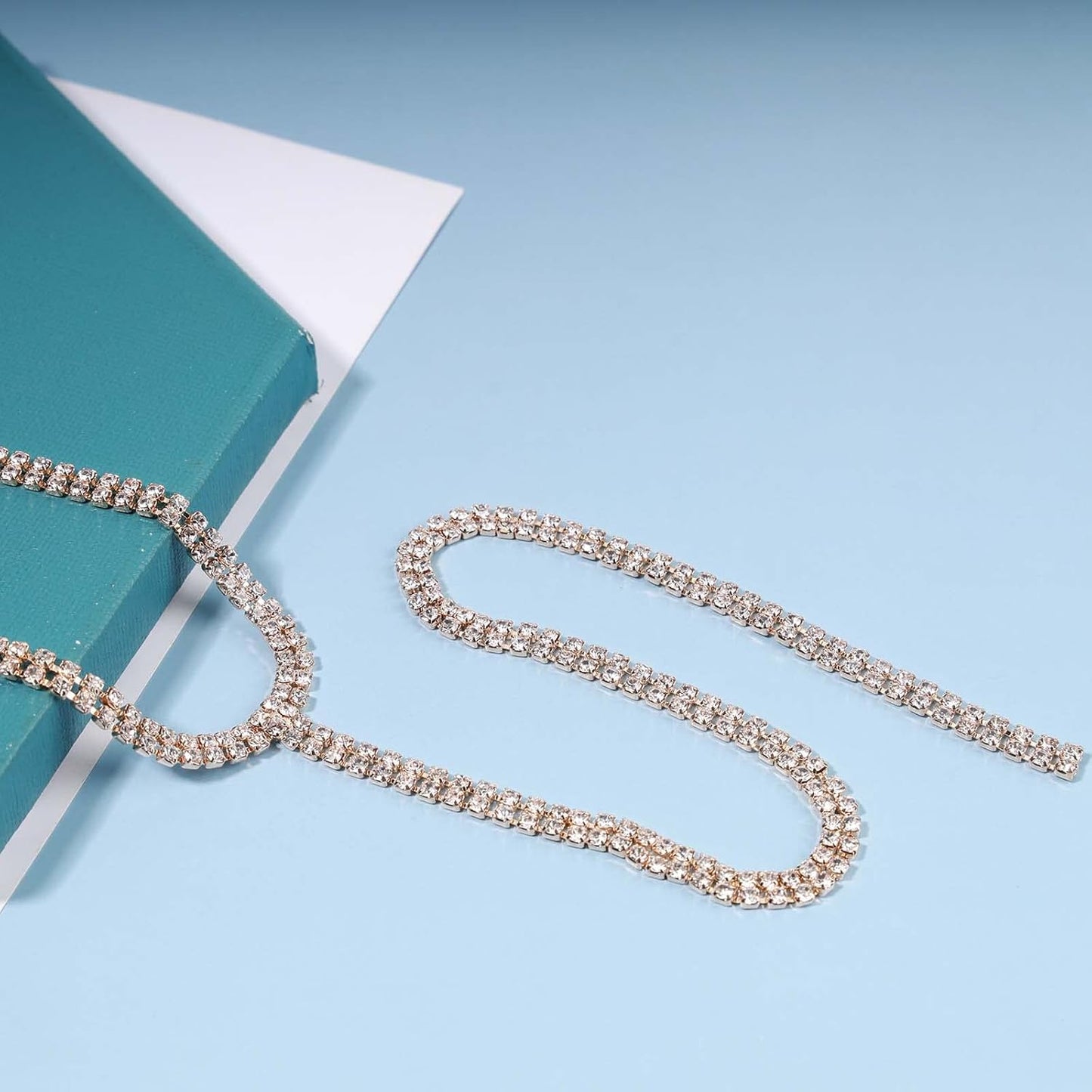 Boho Rhinestone Crystal Y Necklace Tennis Chain Y Lariat Necklace Long Gold CZ Drop Chain Necklace Sparkle Party Nightclub Necklace Chain Jewelry for Women and Girls