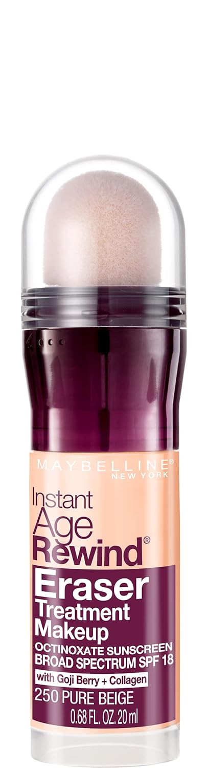 Maybelline Instant Age Rewind Eraser Treatment Makeup with SPF 18, Anti Aging Concealer Infused with Goji Berry and Collagen, Pure Beige, 1 Count