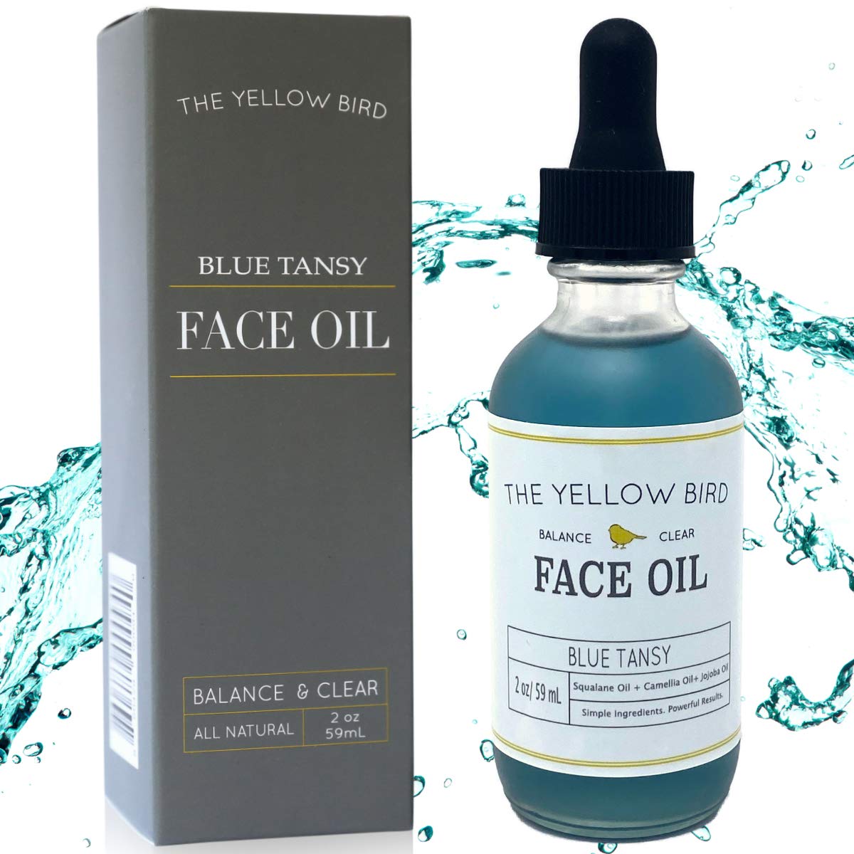 Yellow Bird Balancing Blue Tansy Face Oil 2 oz / 59 ml – Skin Glowing Serum. Collagen Support. Promotes Clear Skin Naturally. Wrinkle, Blemish & Pore Minimizer. Natural, Vegan Facial Moisturizer.