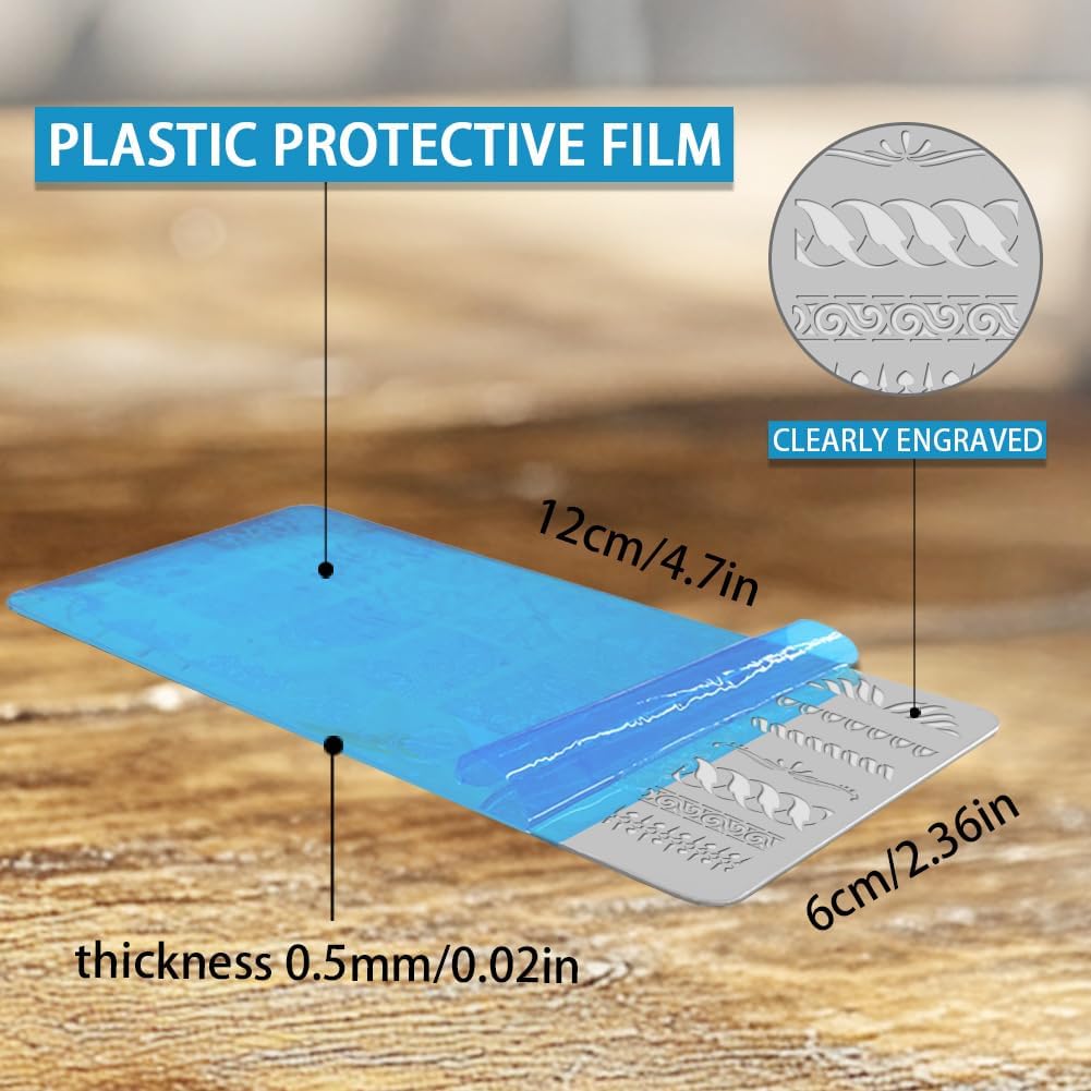 3Pcs Vintage Baroque Nail Stamping Plate Set Angel Devil Nail Stamp Templates French Line Tip Nail Stamp Plates Floral Border Metal Reusable Tools with Stamper Scraper for Manicure Printing