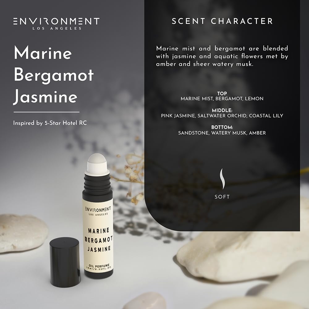 Environment Inspired by 5-Star Hotels RC 10ml Roll-on Perfume (Marine | Bergamot | Jasmine) Body Oil Fragrance, Roll On Oil, Body Fragrance for Women & Men, Luxury Scents, Vegan & Cruelty-Free