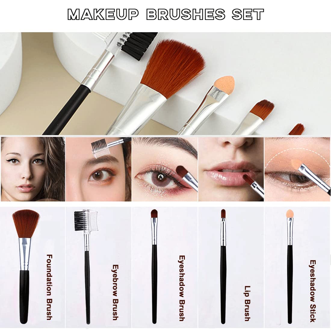 All in One Makeup Kit for Women Full Kit, Includes 12 Colors Eyeshadow Palette, Lash Mascara, Liquid Eyeliner, Eyebrow Powder, 5 Pcs Makeup Brush and Cosmetic Bag, Makeup Gift Set for Women & Teens