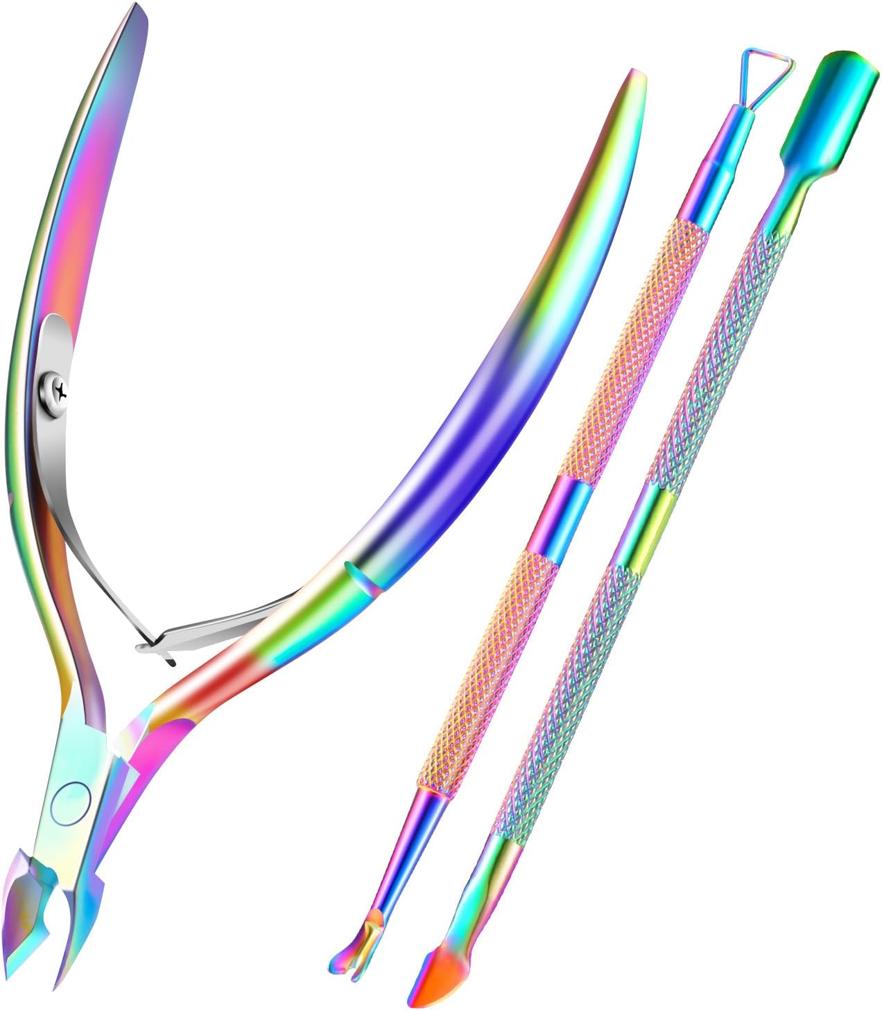 Cuticle Trimmer Cuticle Remover with Cuticle Pusher, XUNXMAS Professional Stainless Steel Durable Pedicure Manicure Tools Cutter Nipper Scissor Clipper for Fingernails and Toenails Dead Skin