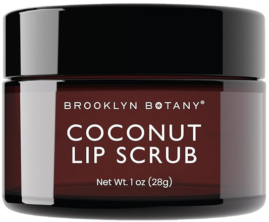 Brooklyn Botany Lip Scrub Exfoliator 1 oz – Lip Moisturizer for Dry Lips and Chapped Lips – Gentle Lip Exfoliator for Smooth and Brighter Lips – Coconut Flavor