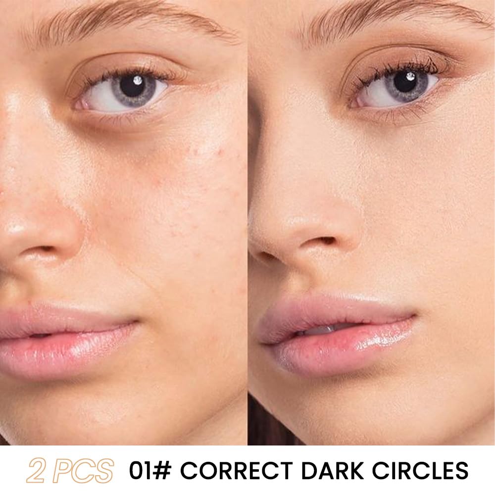 Kaely 2Pcs Tri Color Concealer Pot,Color Correcting Concealer for Dark Circles Spots,Cream Concealer Full Coverage,Foundation Contour Makeup Palettes,under Eye Brightener corrector de ojeras,01