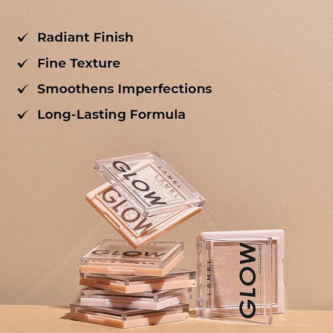 LAMEL Glow Highlighter: Face Make Up & Contour Palette in Deep, Vibrant Colors - Natural Shimmer - Compact Size & Perfect for Travel - Cruelty Free - 3.8gr/0.13 oz 402 (Sun)