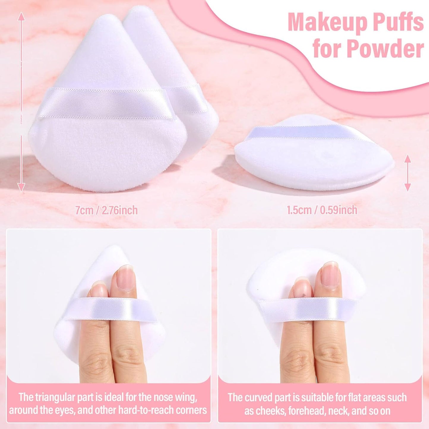 Thrilez 20pcs Triangle Powder Puff, Loose Powder Puffs Makeup Puff for Face Powder, Setting Powder Puff for Make Up, Face Puff Pads for Press Powder, Sponge Powder Applicator for Face and Eye (White)