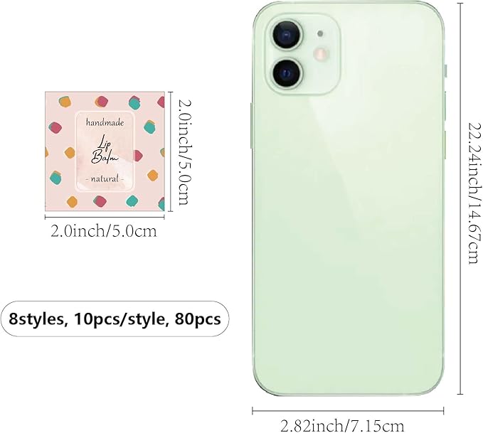 CRASPIRE 80Pcs 8 Styles Lip Balm Sticker Flower Background Self-Adhesive Homemade Lip Balm Labels Vintage Square DIY Heart Label Stickers for Lip Balm Containers Cosmetics Lipsticks
