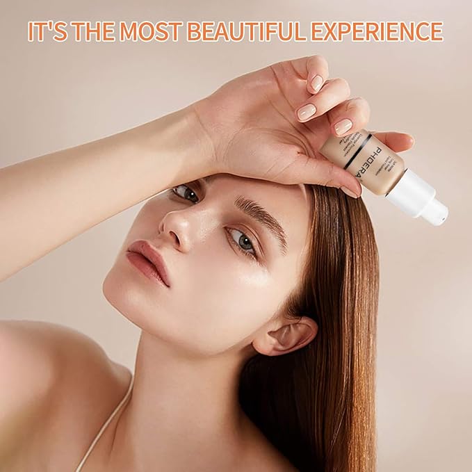 PHOERA Foundation Makeup Naturally Liquid Foundation Full Coverage Mattle Oil-Control Concealer 8 Colors Optional,Great Choice For Gift (#103 Warm Peach,30ml)