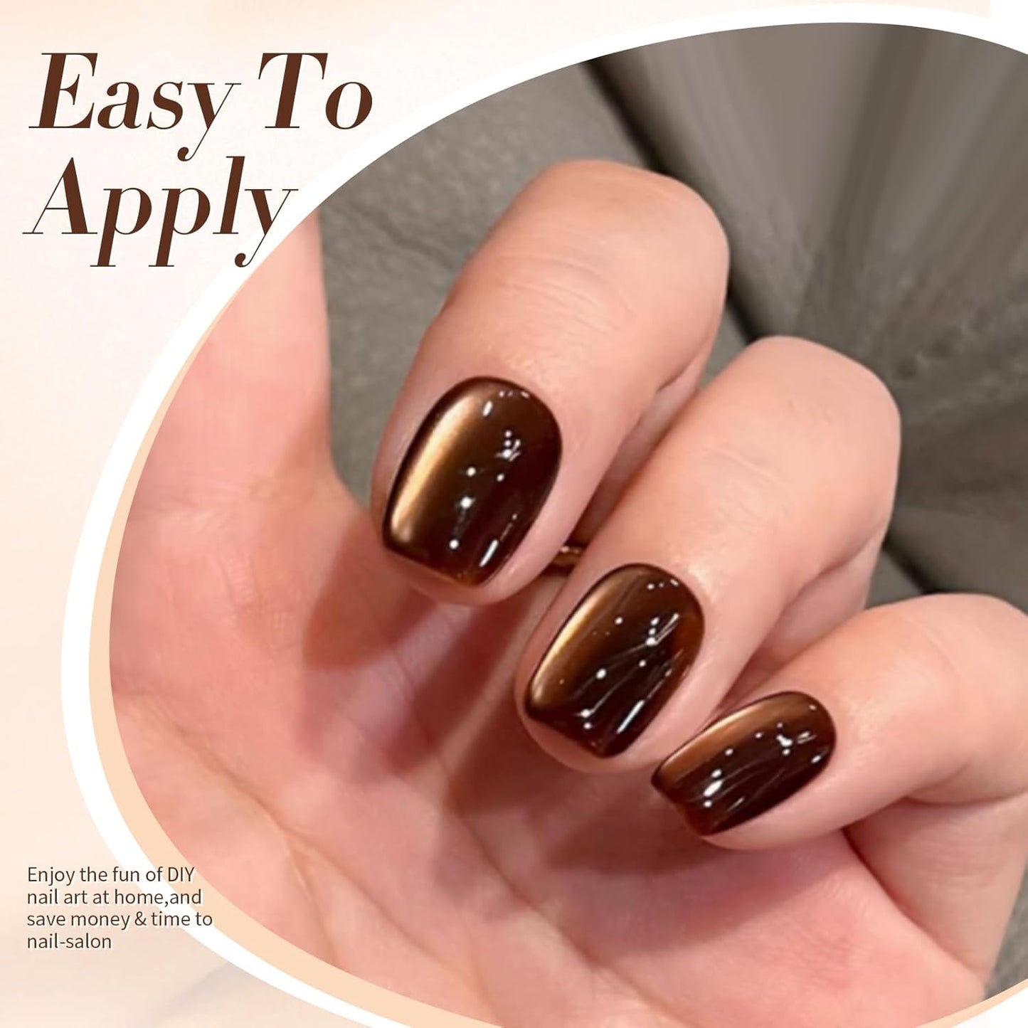 BORN PRETTY Cat Magnetic Eye Gel Nail Polish,Brown Jelly Glass Magnetic Gel Polish Glitter Soak Off Nail Art Salon Manicure Home Gift 15ml