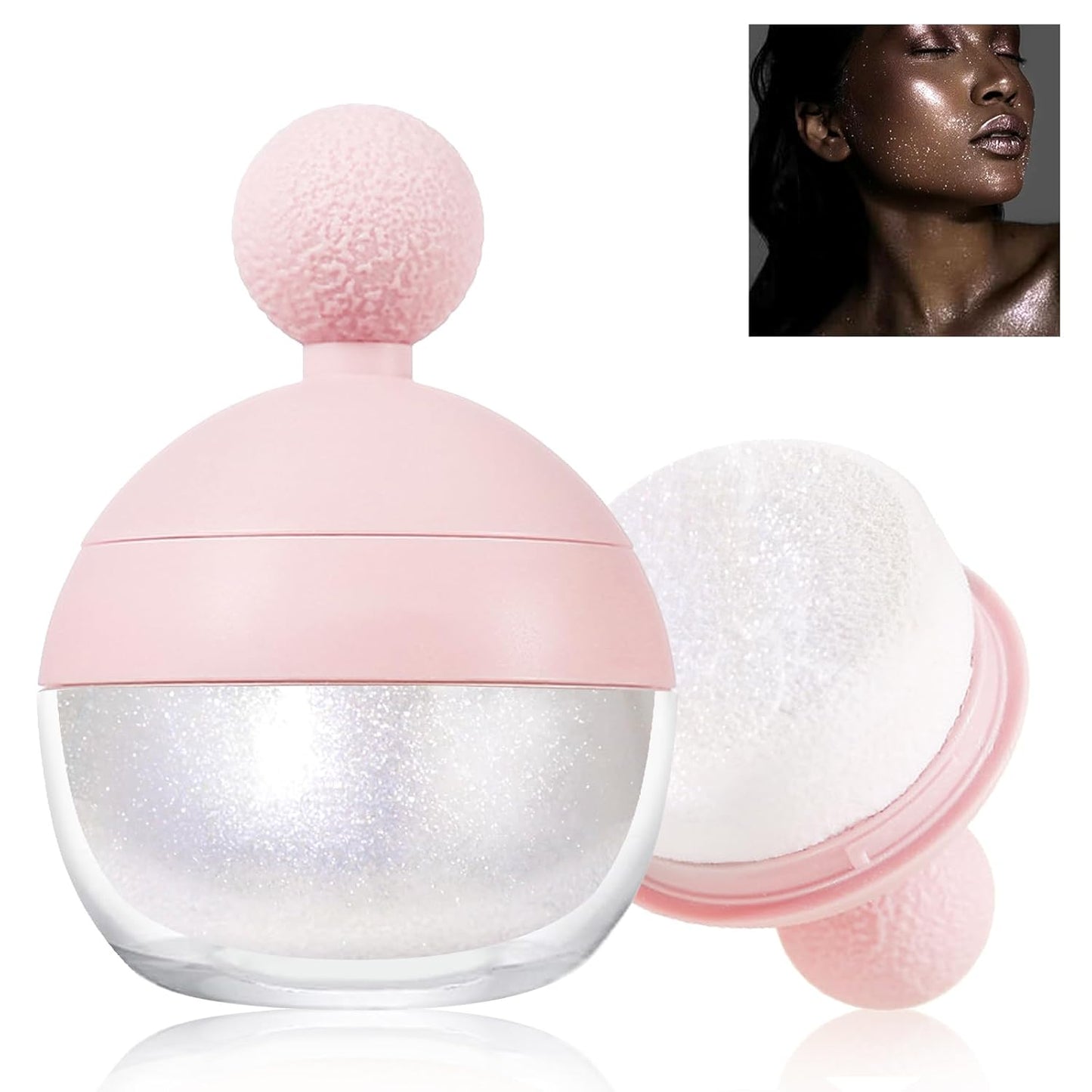 Highlighter Makeup Powder, Body Shimmer Sparkle Face Highlighter Powder ball, High Gloss Shiny Illuminator Cosmetic for Christmas Party Rave, Multi-Use Diamond Glitter Makeup Gift for Women01#