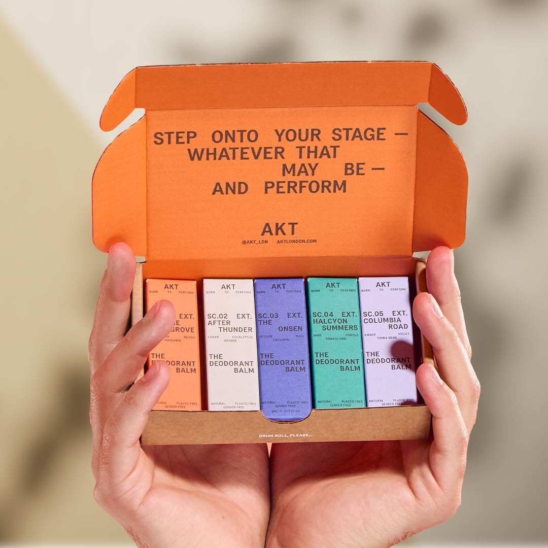 AKT Mini Deodorant Balms Discovery Set, Pack of 5 x 0.16 Fl Oz, Natural Deodorants for Men and Women, Award-Winning, Multi-use, Cream Deo Without Aluminum, Plastic Free, All Genders