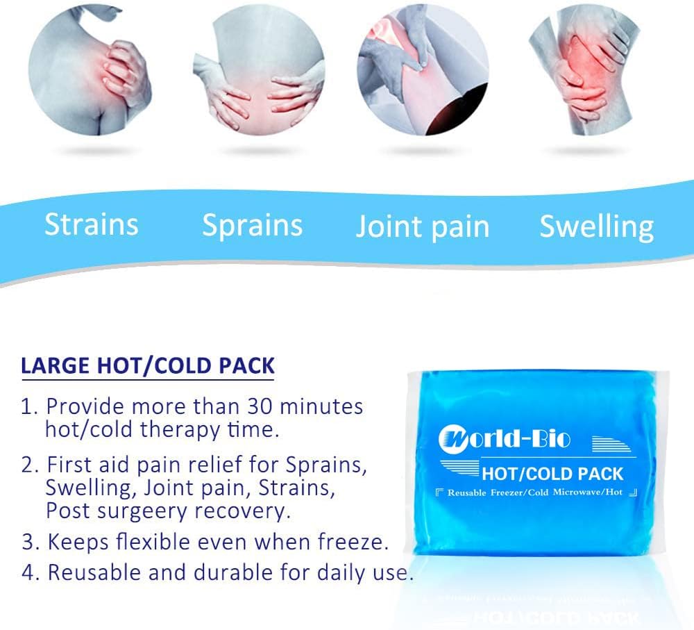 Large Gel Ice Packs for Injuries Reusable Hot Cold Pack Compress for Pain Relief, Rehabilitation, Comfort Ice Gel Pack Flexible Therapy on Neck, Arm, Knee, Leg, Shoulder, Elbow, Wrist - 2 Pack Blue