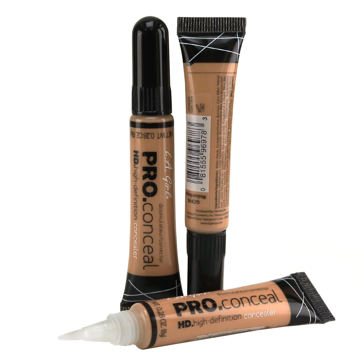 LA Girl HD Conceal High Definition Concealer (Medium Beige)(pack of 3)