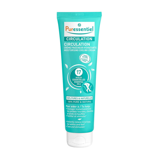 Puressentiel Circulation Moisturizing Cooling Cream - 100% Pure And Natural Oils - Alcohol Free - Supports Circulation - Provides Instant, Lasting Relief For Tired Legs, Ankles And Feet - 3.4 oz