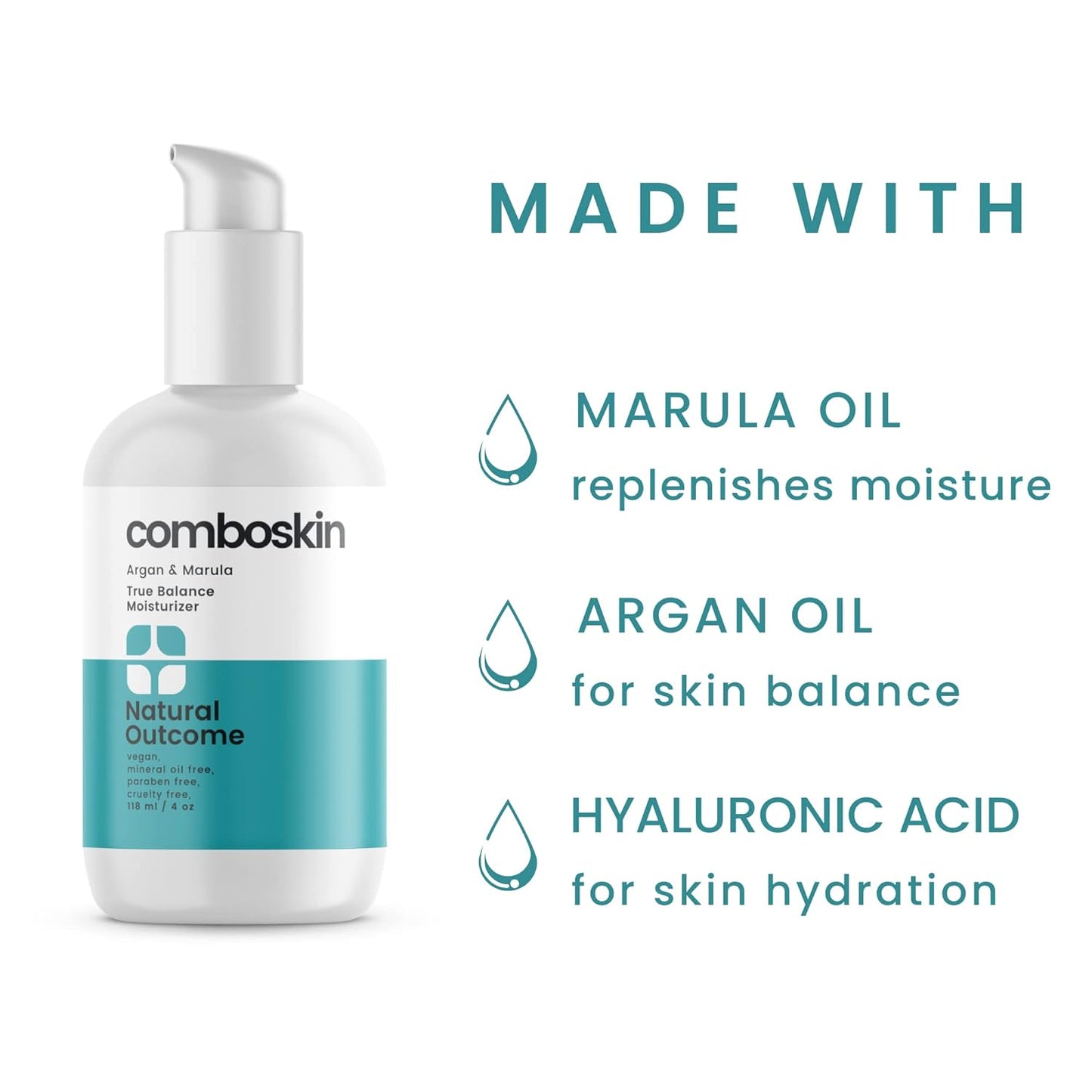 Combination Skin Facial Moisturizer Cream | True Balance Daily Facial Moisturizing Lotion with Argan & Marula Oil | 4 oz