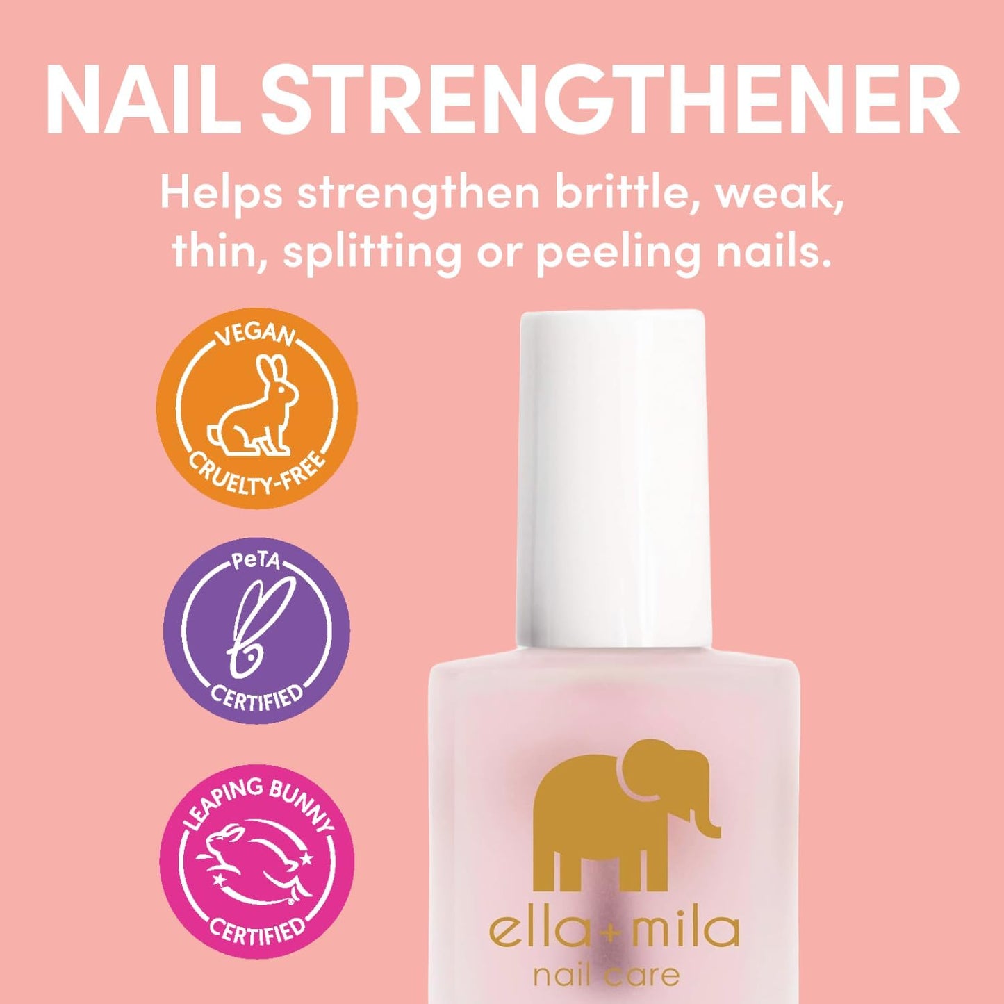 ella+mila "First Aid Kiss" Nail Strengthener and Growth Treatment - Nail Repair Solution & Growth Treatment for Thin, Brittle & Damaged Nails - Nail Hardener with Vitamin E (2-Pack)