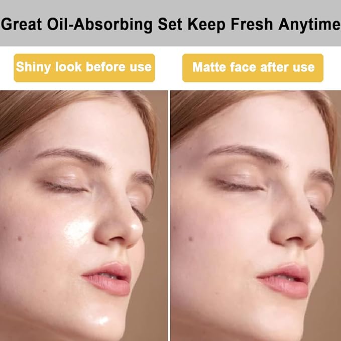 103 PCS Volcanic Roller Oily Skin Oil Control On The Go Volcanic Face Roller Oil Absorbing Volcanic Roller with Oil Blotting Sheet Paper for Oily Skin Care Oil Control Film Tissues(Type1)