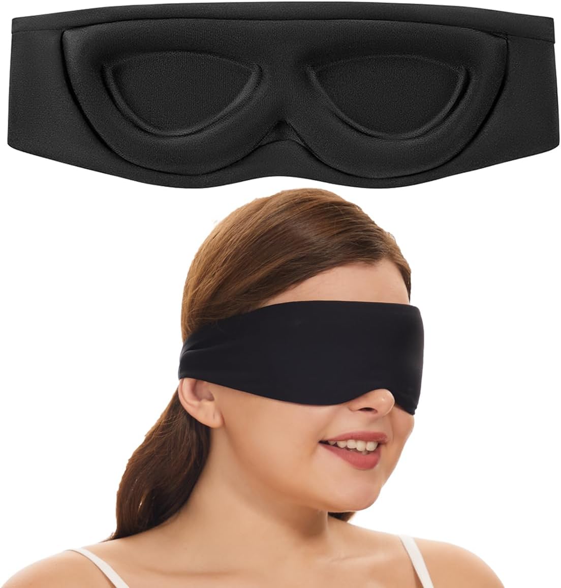 Alaska Bear Sleep Mask for Side Sleepers 2022 Headband Design, Cup-Shaped and Extra-Soft, 100 Blackout Eye Mask Shades Cover for Men and Women Home or Travel, Machine Washable, Black