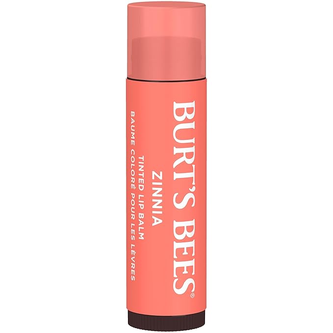 Burt's Bees Lip Tint Balm with Long Lasting 2 in 1 Duo Tinted Balm Formula, Color Infused with Deeply Hydrating Shea Butter for a Natural Looking Buildable Finish, Raspberry Zinnia (2-Pack)