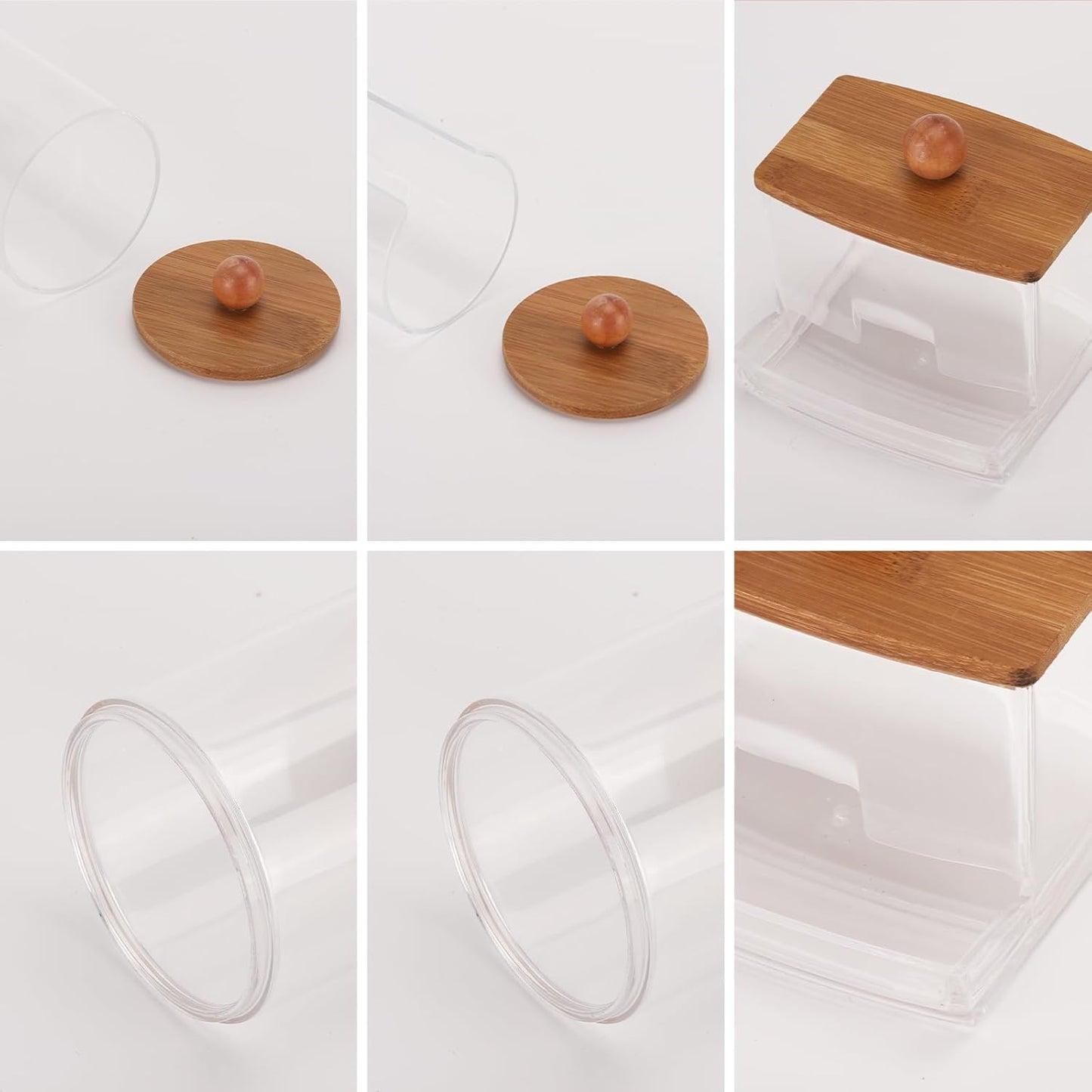 Tbestmax Bathroom Organizer Accessories Set-10 oz,7 oz Qtips Holder Storage with Bamboo Lids, Cotton Ball/Swabs Dispenser, Apothecary Jar 3 Pcs