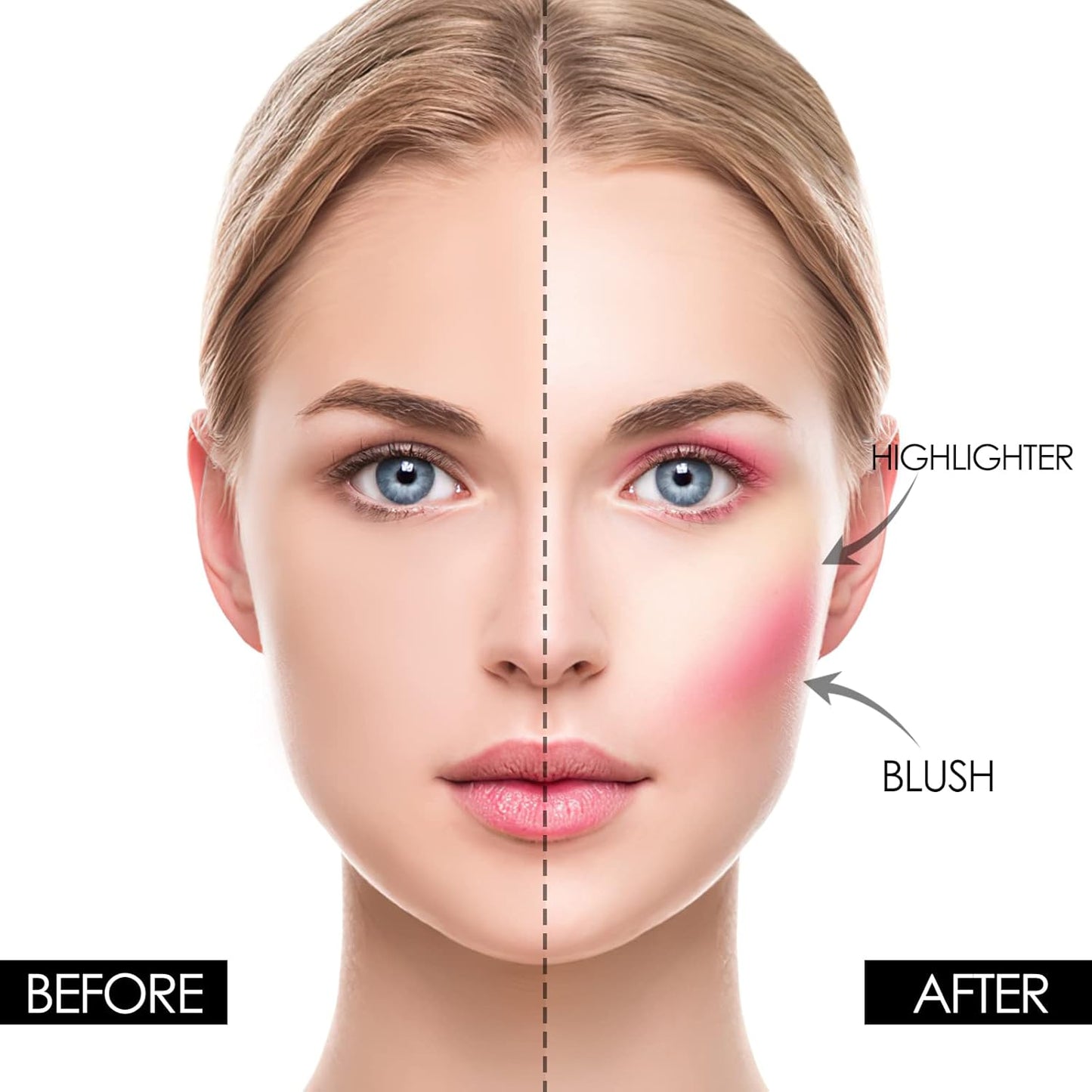 FOCALLURE Blush and Highlighter Palette,3 in 1 Makeup Powder, Cruelty-Free Matte, Shimmer Illuminator for a Glowing Look,#03