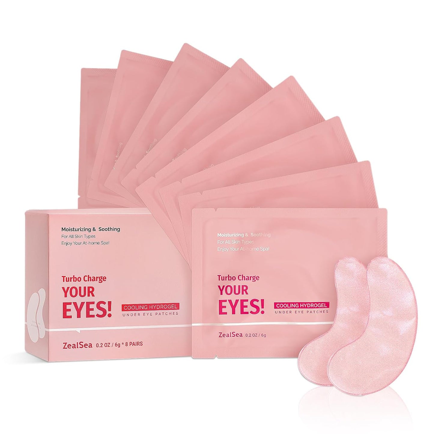 ZealSea 8 Pairs Under Eye Masks for Dark Circles and Puffy Eyes - Hydrating Eye Patches, Gel Eye Patches Eye Bags Treatment for Women - Cling to Eye Moisturizing Lighten Fine Lines