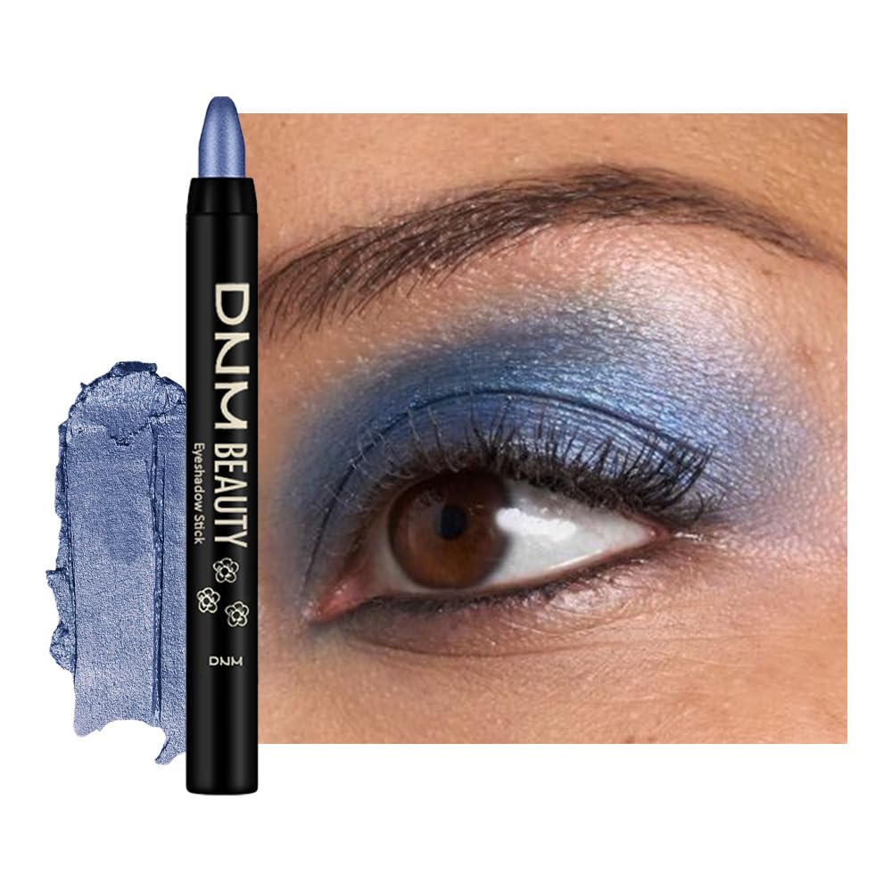 Sapphire Blue Shimmer Cream Eye Shadow Stick Makeup for Women, Blue Shimmer Eyeliner Pencil Eyeshadow Brightener Stick for Eyes, Waterproof Eyeshadow Applicator Blendable sombras para ojos 64