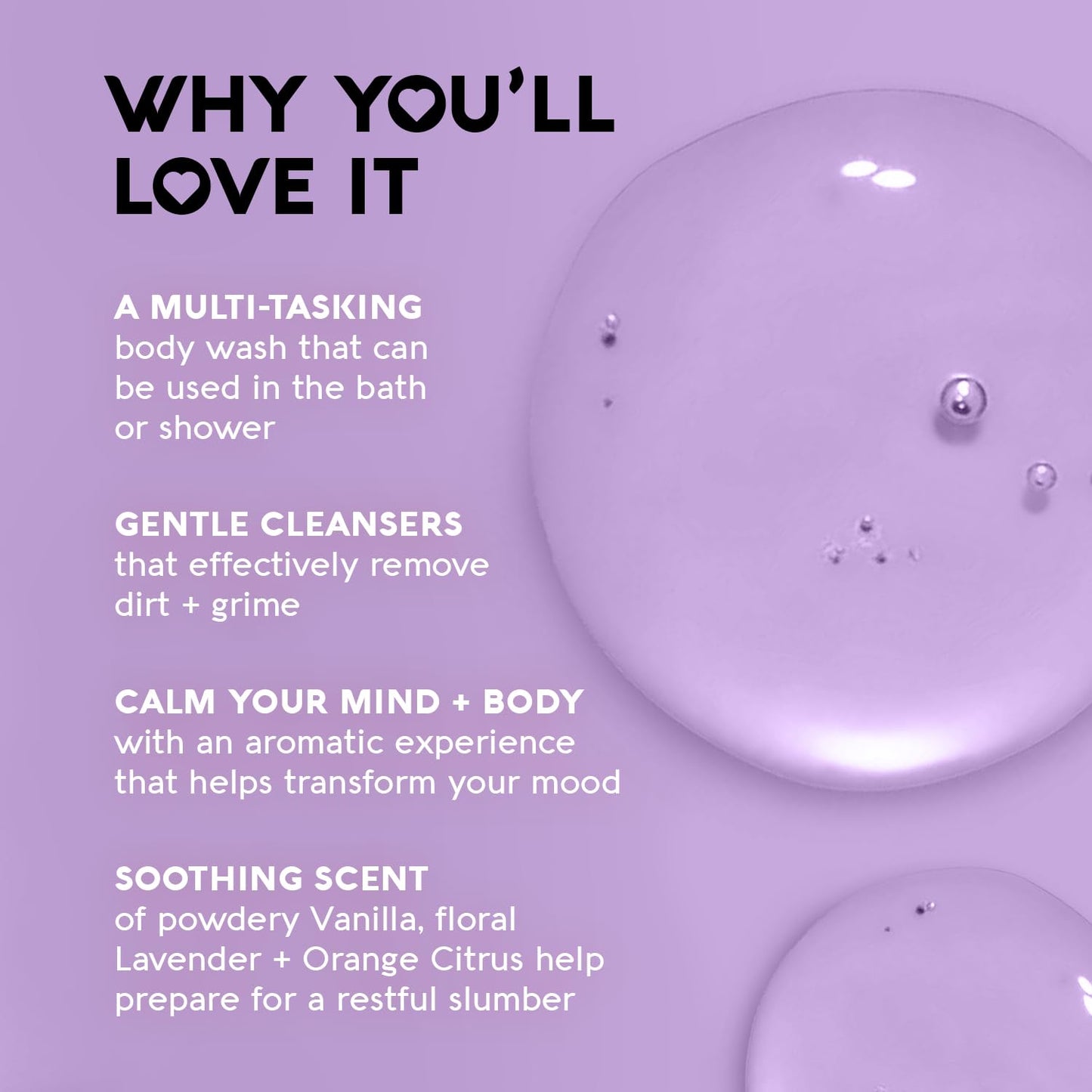 Nature's Beauty Lavender Chamomile Sleep Body Wash for Women Multi-Pack- Gentle Bath + Body Cleanser, Sooth and Calm Combination to Dry Skin Made w/Coconut, Jojoba + Moringa Seed Oils 16floz (2 Pack)