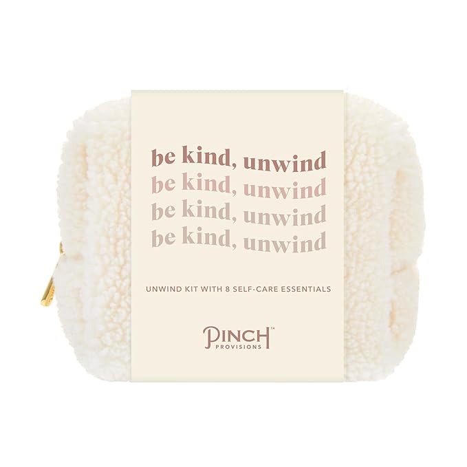 Pinch Provisions Be Kind UnWind Kit, Includes 8 Luxury Self Care and Spa Beauty Essentials, Perfect for Birthday Present, Self-Care Nights, Bachelorette, Christmas or Slumber Party Gift
