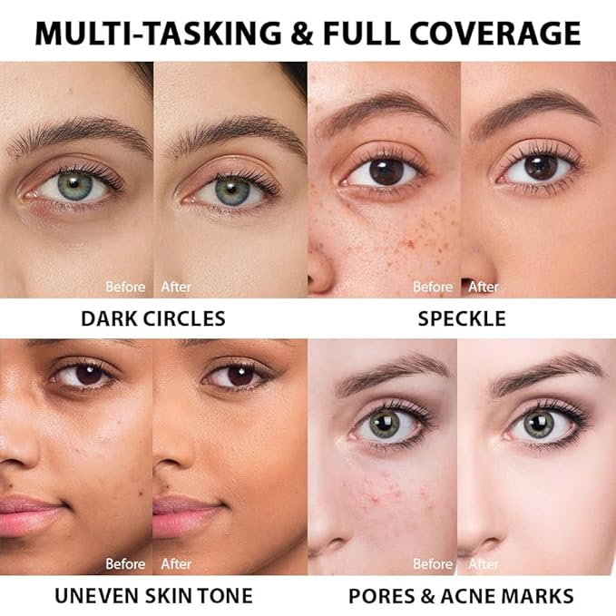 Pro Under Eye Full Coverage Liquid Concealer to Cover Dark Circles, Scars,Redness,Spots,Fine Lines,Corrector Anti-Aging Natural Finish, Moistening Smooth Cream,Waterproof 0.4 * 2 fl oz-Light+Medium